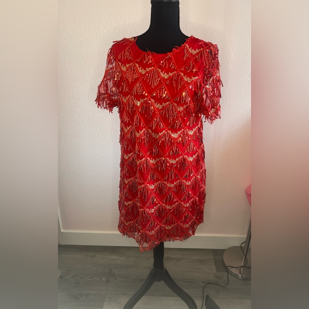 Red Sequin mini dress size large